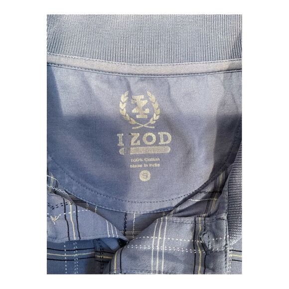 IZOD Golf Stretch Polo Shirt Mens Small Short-Sleeve Heathered Blue Striped - Picture 3 of 8